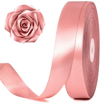 100 Yards 1 Inch Rose Gold Satin Ribbon, Solid Craft Fabric Ribbon for Christmas Gift Wrapping, Bows Making, Flower Bouquet, Wedding Party Decoration