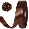 100 Yards 1 Inch Brown Satin Ribbon, Solid Craft Fabric Ribbon for Christmas Gift Wrapping, Bows Making, Flower Bouquet, Wedding Party Decoration view 1