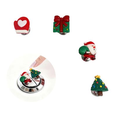 4PCS Christmas Toilet Buttons Pusher, Toilet Flusher Top Push Button for Women Long Nail Protect With Santa Claus Christmas Gloves Tree Gift, for Xmas Winter Party Favors Supplies-Christmas-4Pcs