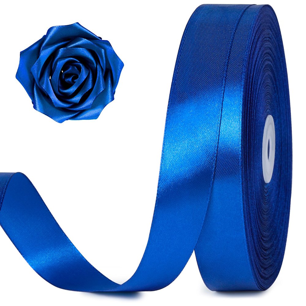 100 Yards 1 Inch Royal Blue Satin Ribbon, Solid Craft Fabric Ribbon for Christmas Gift Wrapping, Bows Making, Flower Bouquet, Wedding Party Decoration