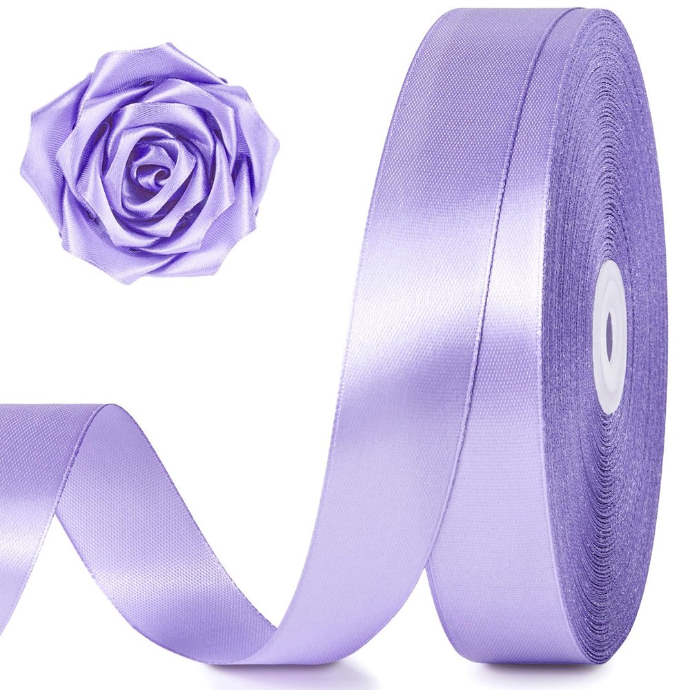 100 Yards 1 Inch Light Purple Satin Ribbon, Solid Craft Fabric Ribbon for Christmas Gift Wrapping, Bows Making, Flower Bouquet, Wedding Party Decoration