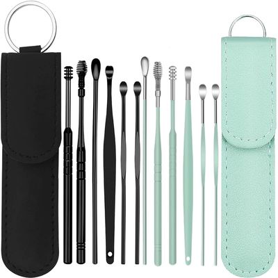 12Pcs Ear Wax Removal Kit,Ear Cleaner Tools: Mini Portable Ear Scope with Stainless Steel 360 Spiral Ear Massage Cleaning Tool for Adults Kids - Ear Wax Remover with Storage Box