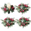 4Pcs Candle Rings with Red Berries & Pinecones Artificial Christmas Candle Wreath for Pillars Wedding Winter Table Front Door Decoration Rings Wreaths Christmas Wre view 1