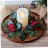 4Pcs Candle Rings with Red Berries & Pinecones Artificial Christmas Candle Wreath for Pillars Wedding Winter Table Front Door Decoration Rings Wreaths Christmas Wre view 4