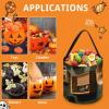 Halloween Candy Tote Bag - Vintage Wall of Radio Boombox Trick Or Treat Bucket with Handles, Pumpkin Party Favor Basket view 3