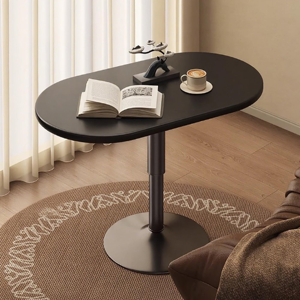 PAKMEZ Height Adjustable Over Bed Desk, Side Computer Workstation, Steel Frame, Small Portable Laptop Cart, for Study Living Room, Used as Dining Table(Black)