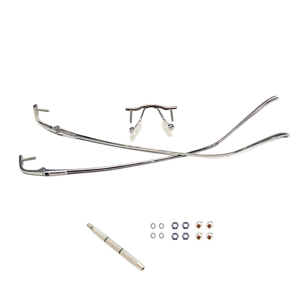 1 Pair Metal Frame Arms Pure Titanium Temple Rimless Glasses Legs and Nose Bridge Glasses Replacement Temple Eyewear Frame Temple (Single Hole)