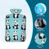 Cute Animal Panda Pattern Hot Water Bottle with Cover, 2L PVC Hot Water Bag with Soft Cover, Reusable Heating Pad for Pain Relief Warm Hands Waist Abdomen Feet & Bed view 3