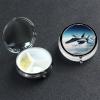 Aircraft Fighter Jets Pill Case 3 Compartments, Metal Round Portable Pill Box with Mirror, Waterproof Travel Pill Organizer for Purse & Pocket, Small Medicine Vitamin Holder Unique Gift view 1