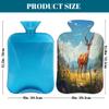 Retro Forest Deer Hot Water Bottle with Cover, 2L PVC Hot Water Bag with Soft Cover, Reusable Heating Pad for Pain Relief Warm Hands Waist Abdomen Feet & Bed view 2