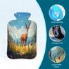 Retro Forest Deer Hot Water Bottle with Cover, 2L PVC Hot Water Bag with Soft Cover, Reusable Heating Pad for Pain Relief Warm Hands Waist Abdomen Feet & Bed view 3