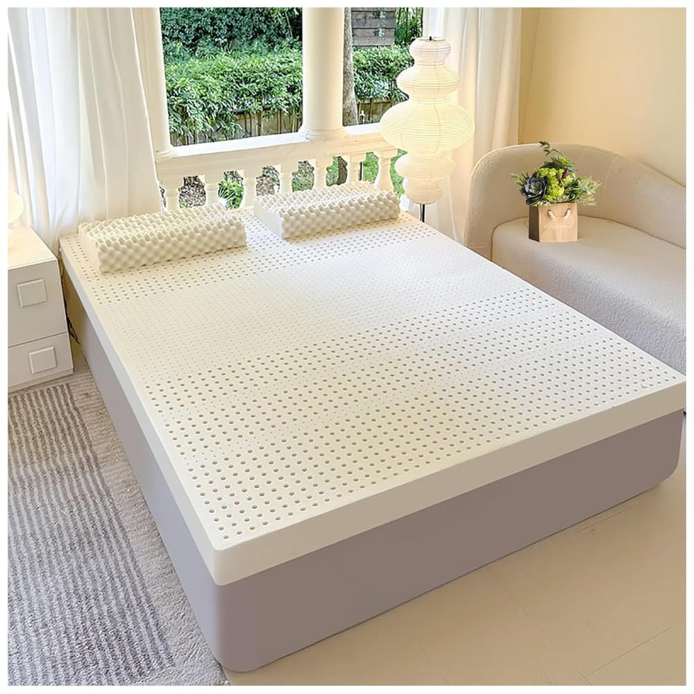 100% Natural Latex Topper Firm - Ergonomic 7-Zone Latex Mattress Topper Massage Pressure Release Bed Mattress,10cm,180x200cm(71x79in)