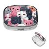 Square Pill Case for Purse or Pocket 2 Compartment Medicine Pill Box Portable Small Pill Organizer Cute Kittens Pillbox Travel Medicine Vitamin Cod Liver Oil Storage Box view 1