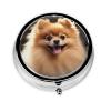 Pomeranian Dog Pill Case 3 Compartments, Metal Round Portable Pill Box with Mirror, Waterproof Travel Pill Organizer for Purse & Pocket, Small Medicine Vitamin Holder Unique Gift view 2