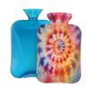 Abstract Tie Dye Swirl Hot Water Bottle with Cover, 2L PVC Hot Water Bag with Soft Cover, Reusable Heating Pad for Pain Relief Warm Hands Waist Abdomen Feet & Bed view 1