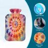 Abstract Tie Dye Swirl Hot Water Bottle with Cover, 2L PVC Hot Water Bag with Soft Cover, Reusable Heating Pad for Pain Relief Warm Hands Waist Abdomen Feet & Bed view 3