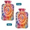 Abstract Tie Dye Swirl Hot Water Bottle with Cover, 2L PVC Hot Water Bag with Soft Cover, Reusable Heating Pad for Pain Relief Warm Hands Waist Abdomen Feet & Bed view 4