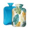 Watercolor Tropical Palm Leaves Hot Water Bottle with Cover, 2L PVC Hot Water Bag with Soft Cover, Reusable Heating Pad for Pain Relief Warm Hands Waist Abdomen Feet & Bed view 1