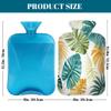Watercolor Tropical Palm Leaves Hot Water Bottle with Cover, 2L PVC Hot Water Bag with Soft Cover, Reusable Heating Pad for Pain Relief Warm Hands Waist Abdomen Feet & Bed view 2
