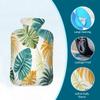 Watercolor Tropical Palm Leaves Hot Water Bottle with Cover, 2L PVC Hot Water Bag with Soft Cover, Reusable Heating Pad for Pain Relief Warm Hands Waist Abdomen Feet & Bed view 3