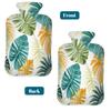 Watercolor Tropical Palm Leaves Hot Water Bottle with Cover, 2L PVC Hot Water Bag with Soft Cover, Reusable Heating Pad for Pain Relief Warm Hands Waist Abdomen Feet & Bed view 4