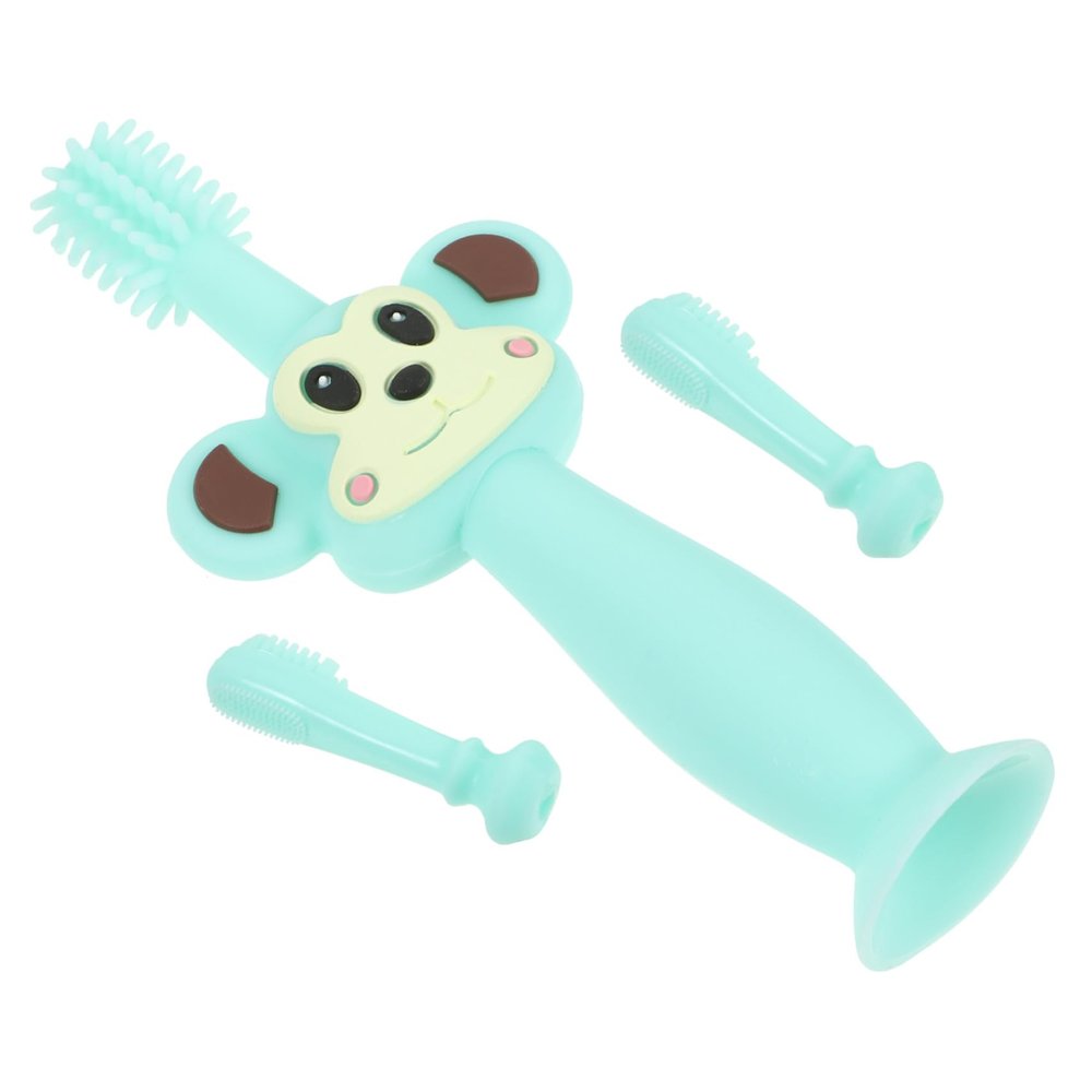 LALADEFIEE Silicone Toothbrush Soft Bristle Teether Brush for Boy Girl Years Gentle Oral Care Training Brush with Anti-Choke Handle for Healthy Teeth Cleaning