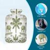 Elephant Palm Tree Pattern Hot Water Bottle with Cover, 2L PVC Hot Water Bag with Soft Cover, Reusable Heating Pad for Pain Relief Warm Hands Waist Abdomen Feet & Bed view 3