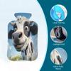 Cute Cow Daisy Flower Hot Water Bottle with Cover, 2L PVC Hot Water Bag with Soft Cover, Reusable Heating Pad for Pain Relief Warm Hands Waist Abdomen Feet & Bed view 3