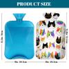 Colorful Hand Drawn Cat Hot Water Bottle with Cover, 2L PVC Hot Water Bag with Soft Cover, Reusable Heating Pad for Pain Relief Warm Hands Waist Abdomen Feet & Bed view 2