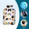 Colorful Hand Drawn Cat Hot Water Bottle with Cover, 2L PVC Hot Water Bag with Soft Cover, Reusable Heating Pad for Pain Relief Warm Hands Waist Abdomen Feet & Bed view 3