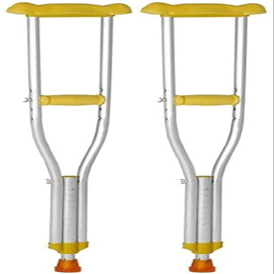 Crutches for Adults Underarm Portable Underarm Crutches Telescopic Adjustable Height Nonslip Aluminum Fractures Walking Stick for Disabled People Great for Travel or Work (Yellow 1 Learned