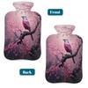 Cherry Blossom Tree Bird Hot Water Bottle with Cover, 2L PVC Hot Water Bag with Soft Cover, Reusable Heating Pad for Pain Relief Warm Hands Waist Abdomen Feet & Bed view 4