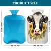 Animal Cow Sunflower Hot Water Bottle with Cover, 2L PVC Hot Water Bag with Soft Cover, Reusable Heating Pad for Pain Relief Warm Hands Waist Abdomen Feet & Bed view 2