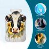 Animal Cow Sunflower Hot Water Bottle with Cover, 2L PVC Hot Water Bag with Soft Cover, Reusable Heating Pad for Pain Relief Warm Hands Waist Abdomen Feet & Bed view 3