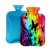 Colorful Art Butterfly Silhouette Hot Water Bottle with Cover, 2L PVC Hot Water Bag with Soft Cover, Reusable Heating Pad for Pain Relief Warm Hands Waist Abdomen Feet & Bed view 1