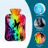 Colorful Art Butterfly Silhouette Hot Water Bottle with Cover, 2L PVC Hot Water Bag with Soft Cover, Reusable Heating Pad for Pain Relief Warm Hands Waist Abdomen Feet & Bed view 3