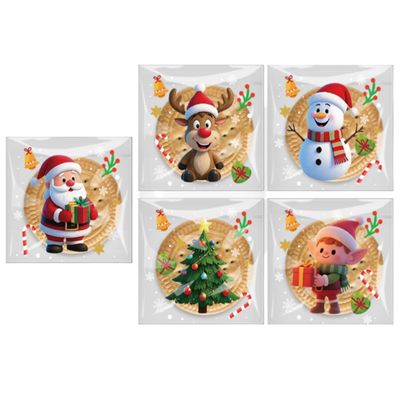 APXXAIBO 100-Pack Christmas OPP Candy Bags - Self-Sealing Cookie & Bakery Packaging for Food Treats (Christmas B 10 * 10 + 3cm1 pack of 100 pcs)