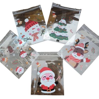 APXXAIBO 100-Pack Christmas OPP Candy Bags - Self-Sealing Cookie & Bakery Packaging for Food Treats (Christmas A 10 * 10 + 3cm1 pack of 100 pcs)