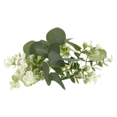 ETHZZLE Artificial Eucalyptus Candle Ring with Gypsophila and Green Leaves Pillar Candle Wreath Centerpiece for Dining Table Reusable Tear-Resistant Spring Home and Holiday Decor