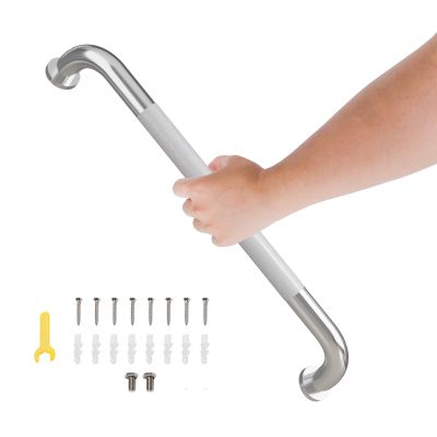 16 Inch Shower Grab Bar, Bathroom Grab Bar Handle with Anti-Slip Knurled Grip, Stainless Steel Bath Balance Bar, 1.0" Diameter Bath Safety Bar Support for Seniors Elderly Pregnant, Brushed Nickel