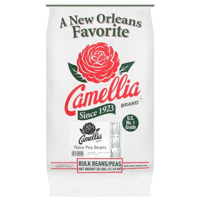 Camellia Brand Dried Navy (Pea) Beans Premium White Beans for Southern-Style Baked Beans, Soups, Stews, and Healthy Vegetarian Meals Non-GMO, Gluten-Free (25 lb, Navy)