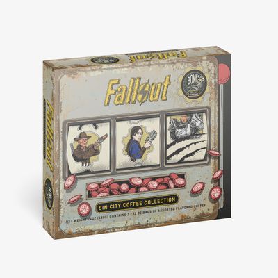 Bones Coffee Company Fallout Sin City Coffee Collector's Box, 2 Flavored Coffee Low Acid Medium Roast Arabica Beans Specialty Gifts, Auto Drip and French Press Compatible, 12 oz Pack of 2 Ground