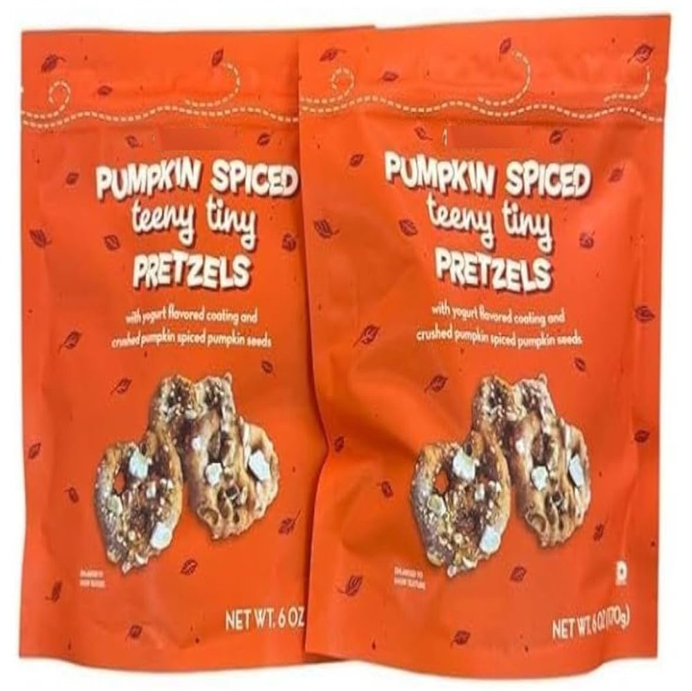 Trader Js Pumpkin Spiced Teeny Tiny Pretzels with Yogurt Coating & Crushed Pumpkin Seeds 6 oz