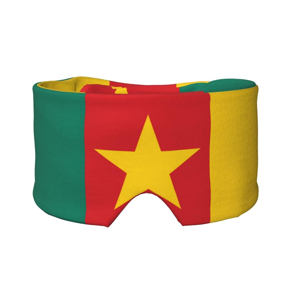 Flag of Cameroon Sleep Eye Mask for Women Men Blocking Light Travel Blindfold 2 in 1 Ear Mask and Blindfold