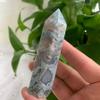 101g Druzy Moss Agate Hexagonal Obelisk Natural Crystal Tower for Healing, Meditation & Spiritual Decor view 2