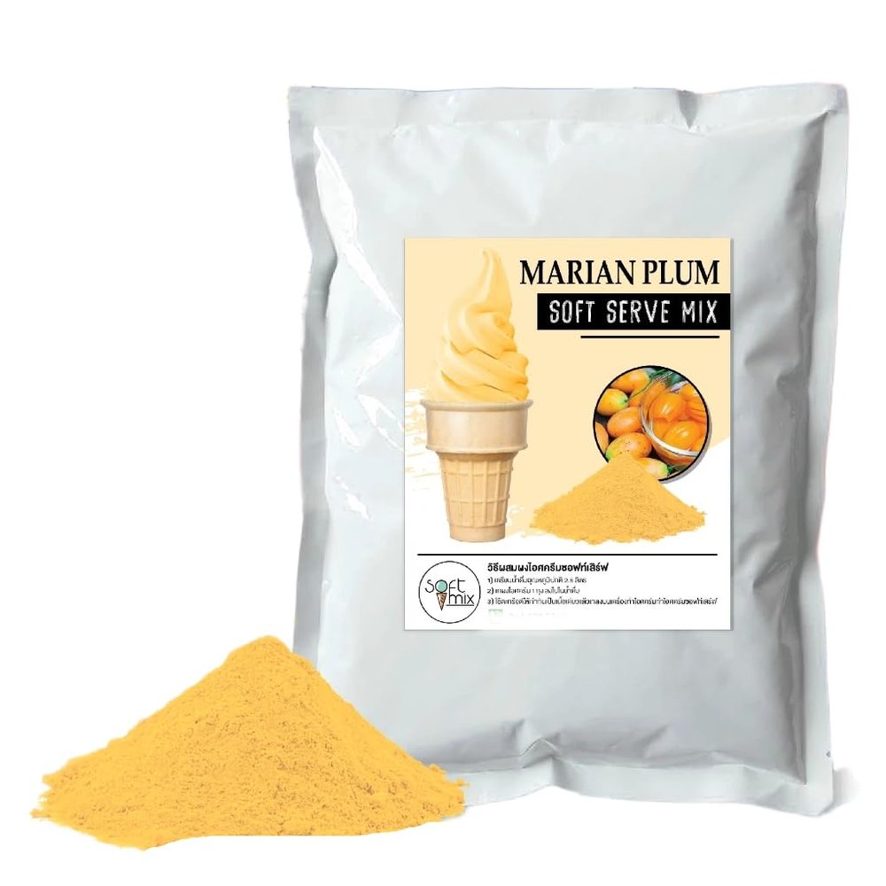 (Pack of 4 x 1kg) Soft Serve Ice Cream Powder Mix - Classic Flavor - 1kg Bulk Pack (4 Bags) (Marian Plum)