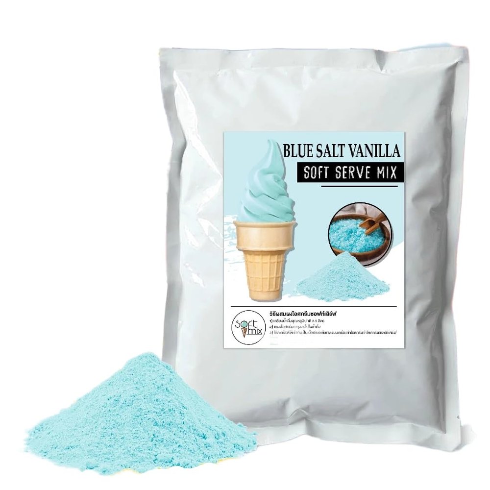 (Pack of 4 x 1kg) Soft Serve Ice Cream Powder Mix - Classic Flavor - 1kg Bulk Pack (4 Bags) (Blue Salt Vanilla)
