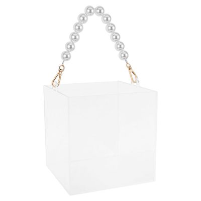 DOITOOL Clear Acrylic Present Box With Pearl Handle for Wedding Favors Birthday Party Treats And Jewelry Storage Reusable Bridesmaid Proposal Box