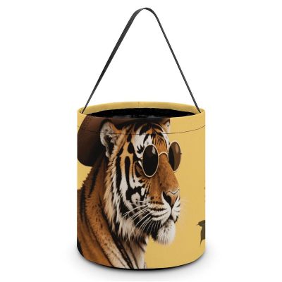 Halloween Candy Bucket - Hippie Tiger Trick Or Treat Candy Bag, Gift Bag for Party Favor Supplies