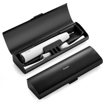 Oralphi Aluminum Electric Toothbrush Travel Case, 2 in 1 Travel Toothbrush Holder for Oral B/Oral-B Pro 1000 1500 5000 7000 and Most Electric Toothbrush for Traveling, Removable Silicone Liner-Black